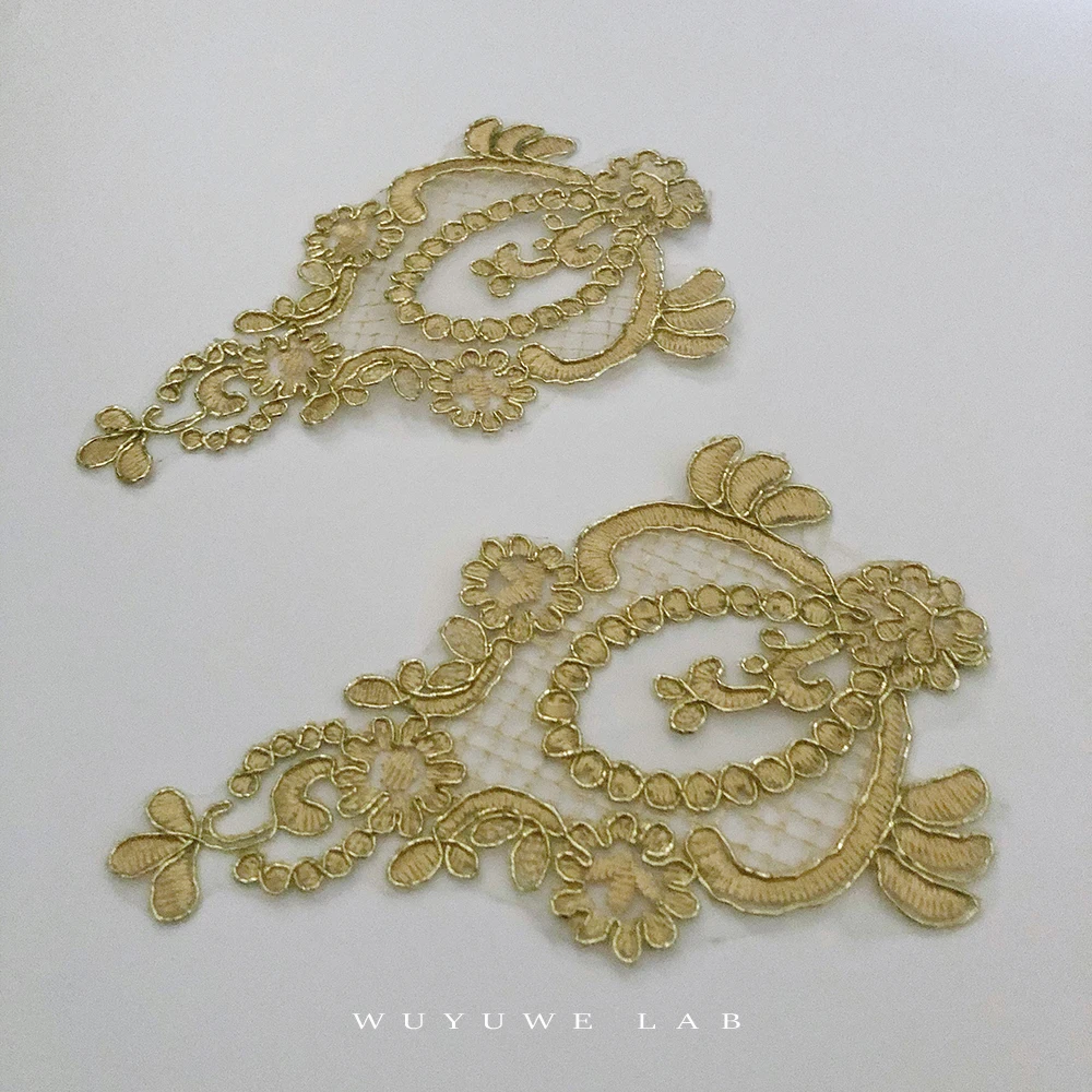 10 шт./упак. золотые Контурные Аппликации из венозного кружева вышитые нашивки