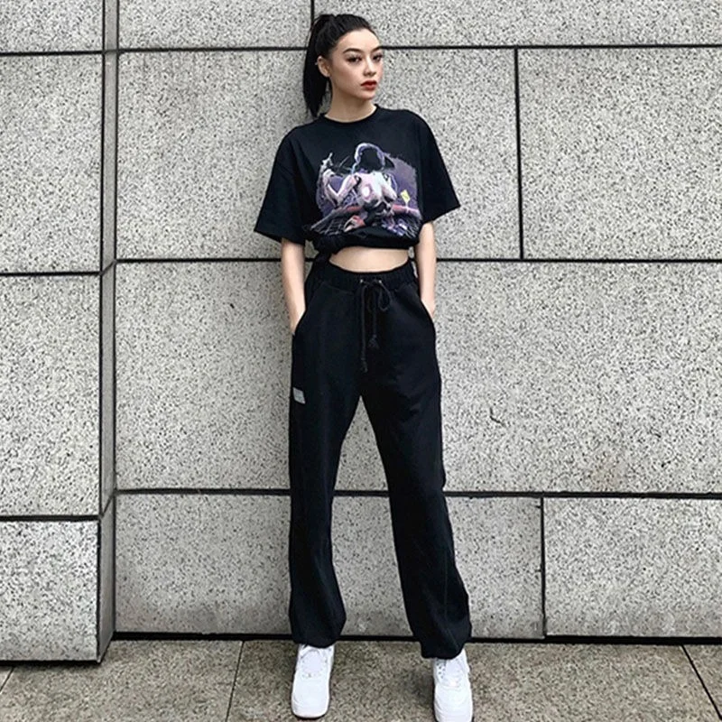 

women Black Jogging Women's Sports Pants Baggy Harajuku Joggers Oversize Wide Trousers Female High Waist Plus Size Korean Style
