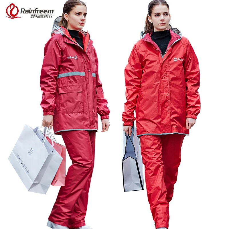 Rainfreem Reversible Impermeable Raincoat Women/Men Rain Jacket Pants Suit Motorcycle Waterproof Poncho Gear | Дом и сад