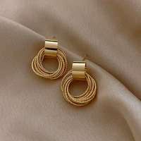 retro metallic gold multiple small circle pendant earrings 2021 new jewelry fashion wedding party unusual earrings for woman
