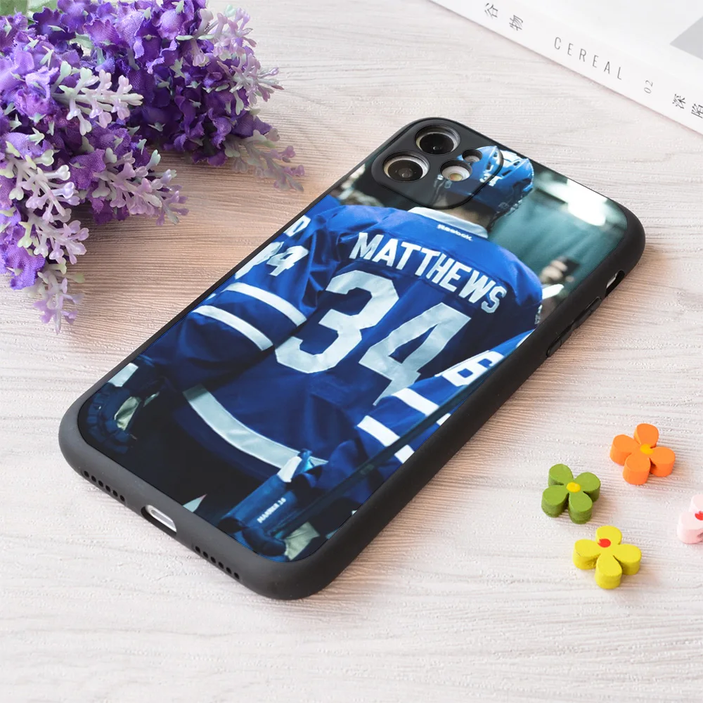 

For iPhone Hockey Leaf Matthews 34 Print Soft Matt Apple Case