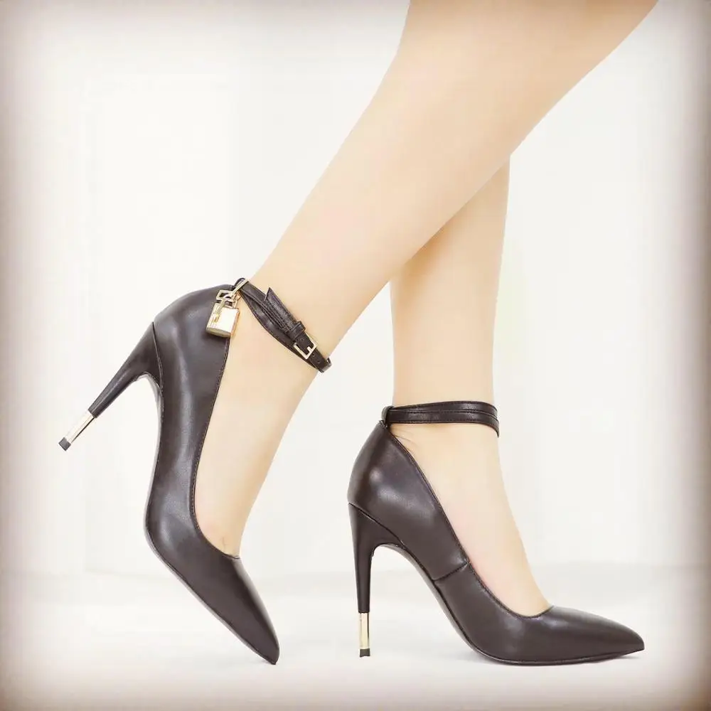 Женские туфли-лодочки Roni Bouker из натуральной кожи с острым носком и золотым замком