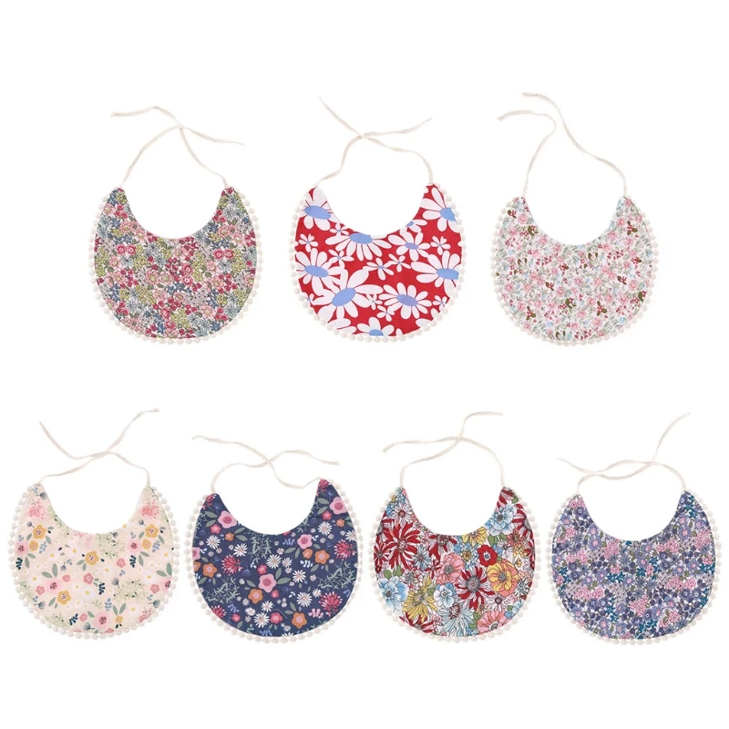 

Baby Cotton Bibs Flower Printed Toddler Saliva Towel Feeding Burp Cloths 1 Pc Reusable Clothes Protector