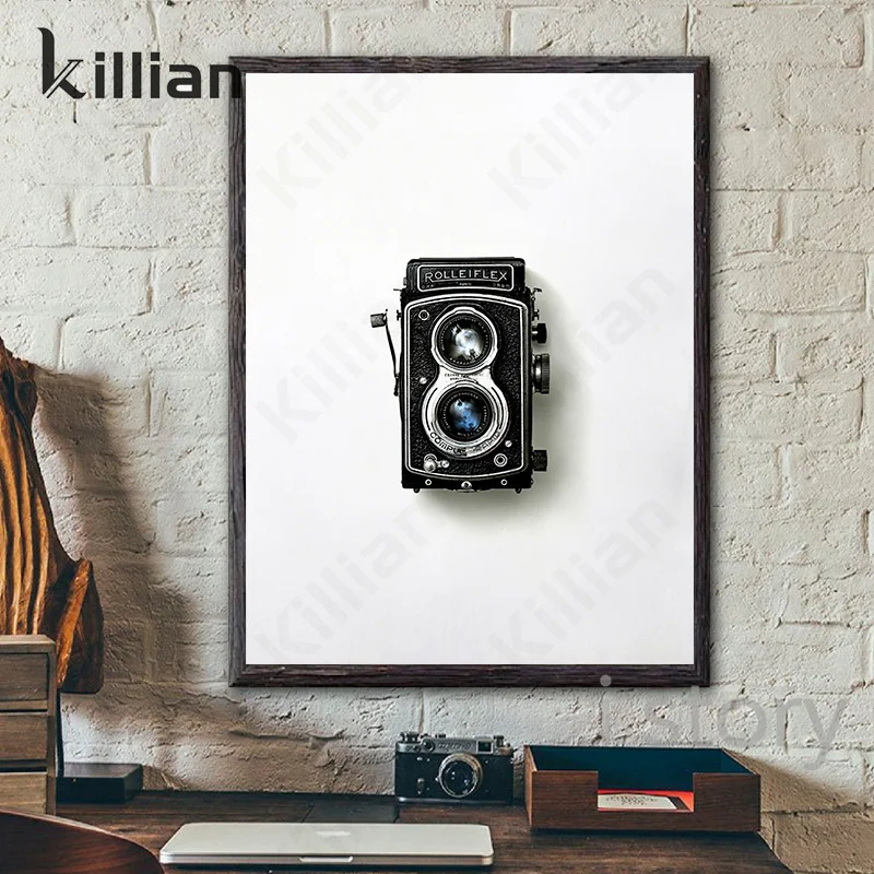 Винтажная черно-белая пишущая машинка фотография картина плакат холст печать