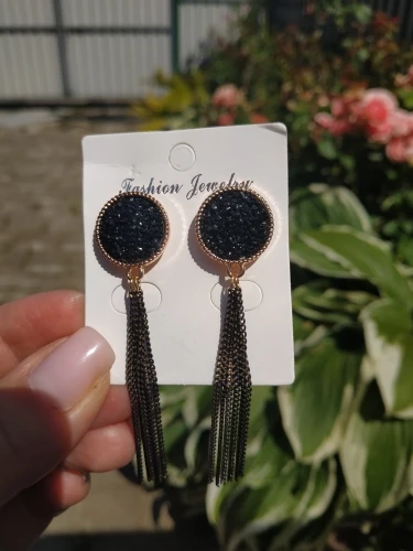 Винтажные черные серьги с кисточками женские роскошные Висячие для женщин
