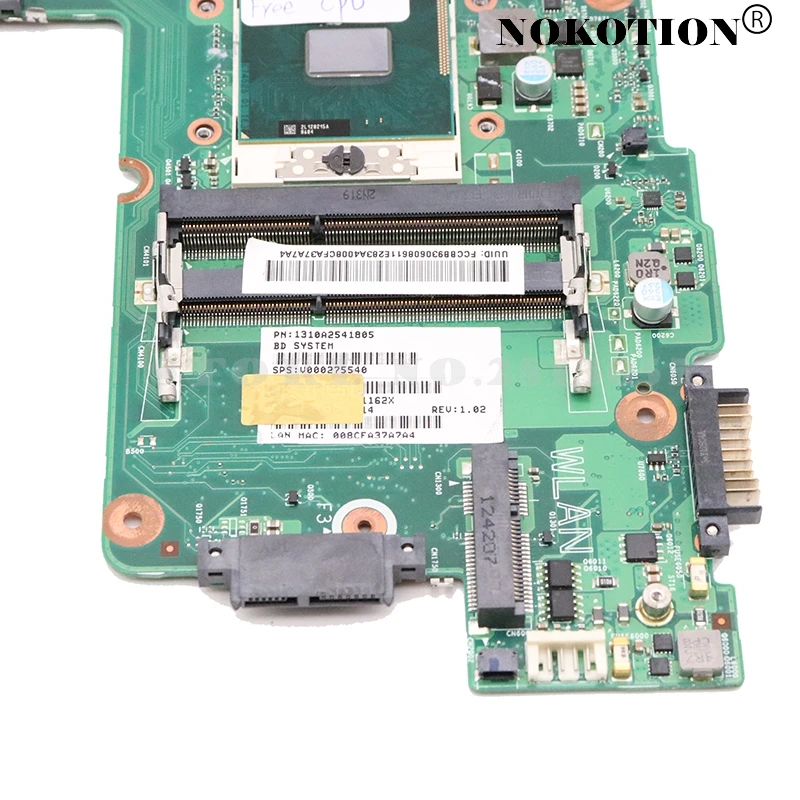 NOKOTION V000275540 для TOSHIBA Satellite C855 материнская плата ноутбука DK10F 6050A2541801 MB A02 PGA989 SJTNV HM70 DDR3