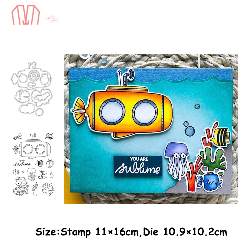 Mai Submarine Marine Organism Metal Cutting Dies and Stamps for DIY Scrapbooking photo album Embossing Paper Cards | Дом и сад