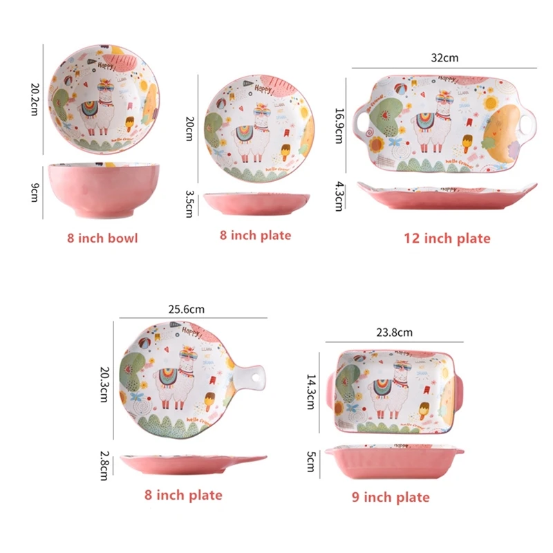 Милый Альпака ужинная тарелка ручной росписью безопасная посуда для детей