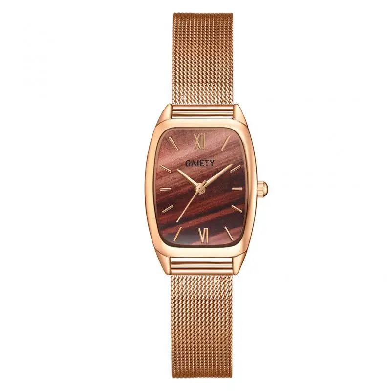 Часы женские повседневные кварцевые с сетчатым браслетом золотого цвета|Женские