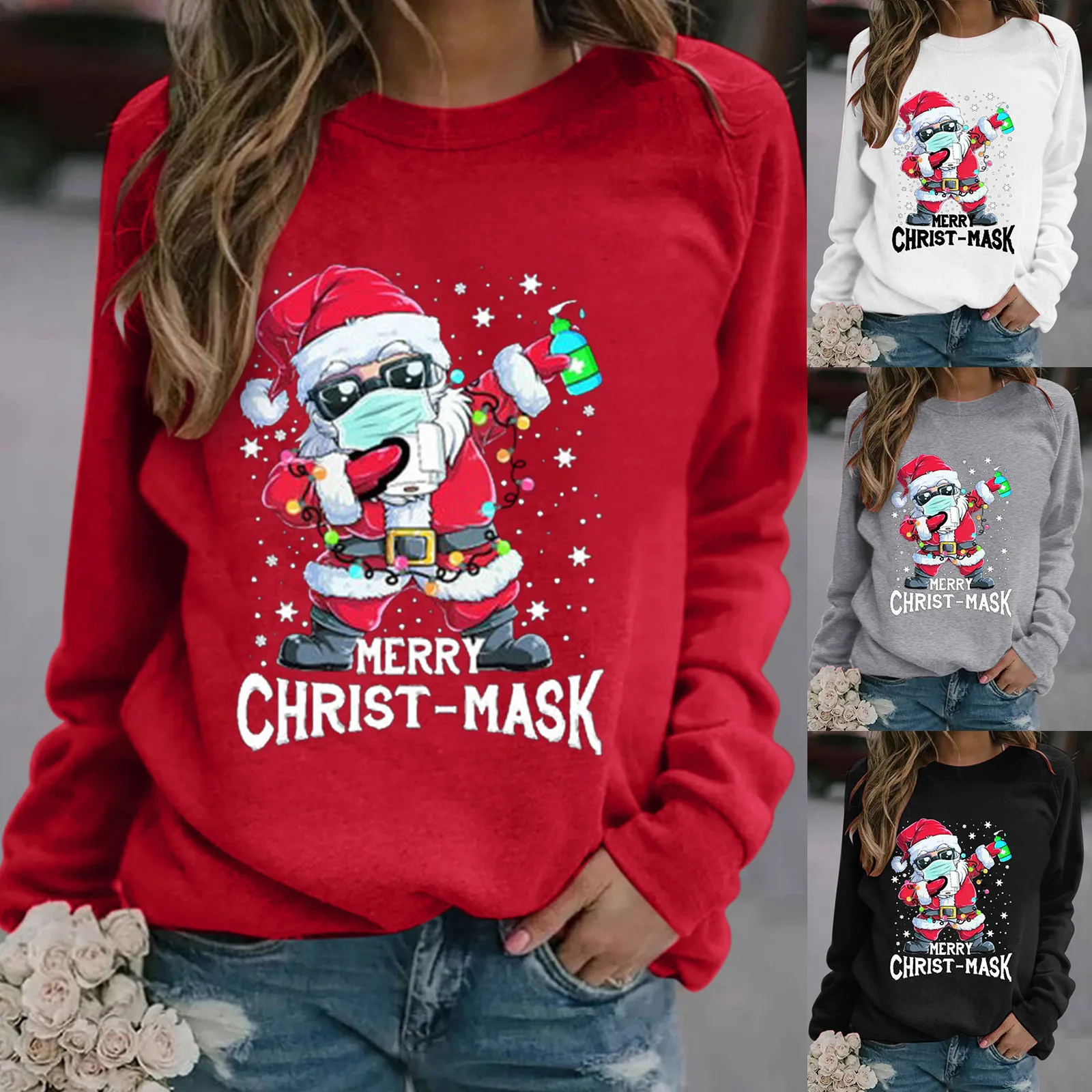 

Chirstmas Print Sweatshirt Women New Fashion Long-sleeved Casual Blouse Pullover Las Mujeres Sweetshirts Толстовка Женская