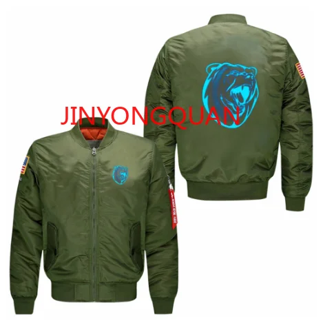 the hugely popular men's bomber flight jacket&ampcoat Animation luminou growl bear printing Air Force pilots jacket | Мужская одежда