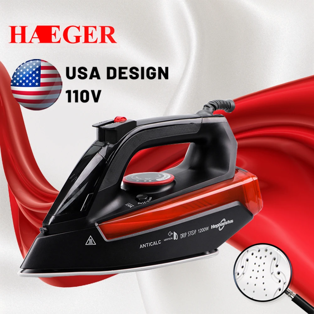 

HAEGER 110V Us Plug electric irons hand-held wet and dry steam irons hang irons non-stick bottom irons for ironing clothes