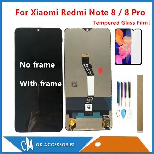 ЖК дисплей для Xiaomi Redmi Note 8/8 Pro сенсорный экран стекло датчик дигитайзер с рамкой