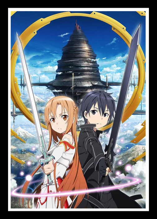 Идеальный JL видеоигра меч искусство онлайн Kirito Asuna постер японское аниме