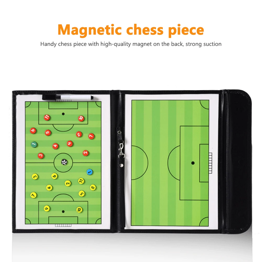 

53CM Portable Trainning Assisitant Equipments Football Soccer Tactical Board 2.5 Fold Leather Teaching Board Coaching Clipboard