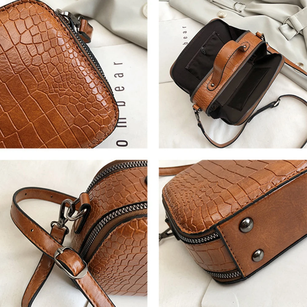 Кожаные сумки через плечо с узором для женщин 2019 модная маленькая однотонная