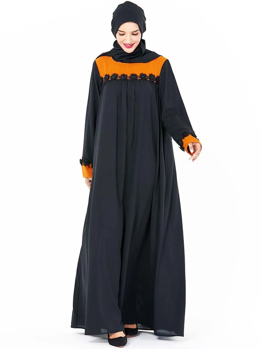 Макси мусульманское хиджаб платье для женщин Дубай арабское кружево боковые