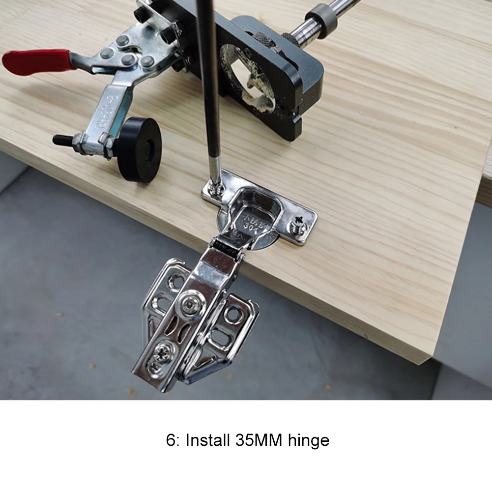 

Woodworking Hole Drilling Guide Locator 35mm Hinge Boring Jig with Fixture Aluminum Alloy Hole Opener Template Door Cabinets