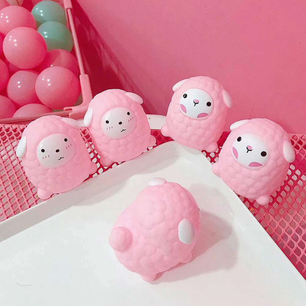 Japanese Korean Cute Pink Spoof Toys Little Sheep Squeeze Sounding dabbling Baby Swimming Squishy Bath Toys