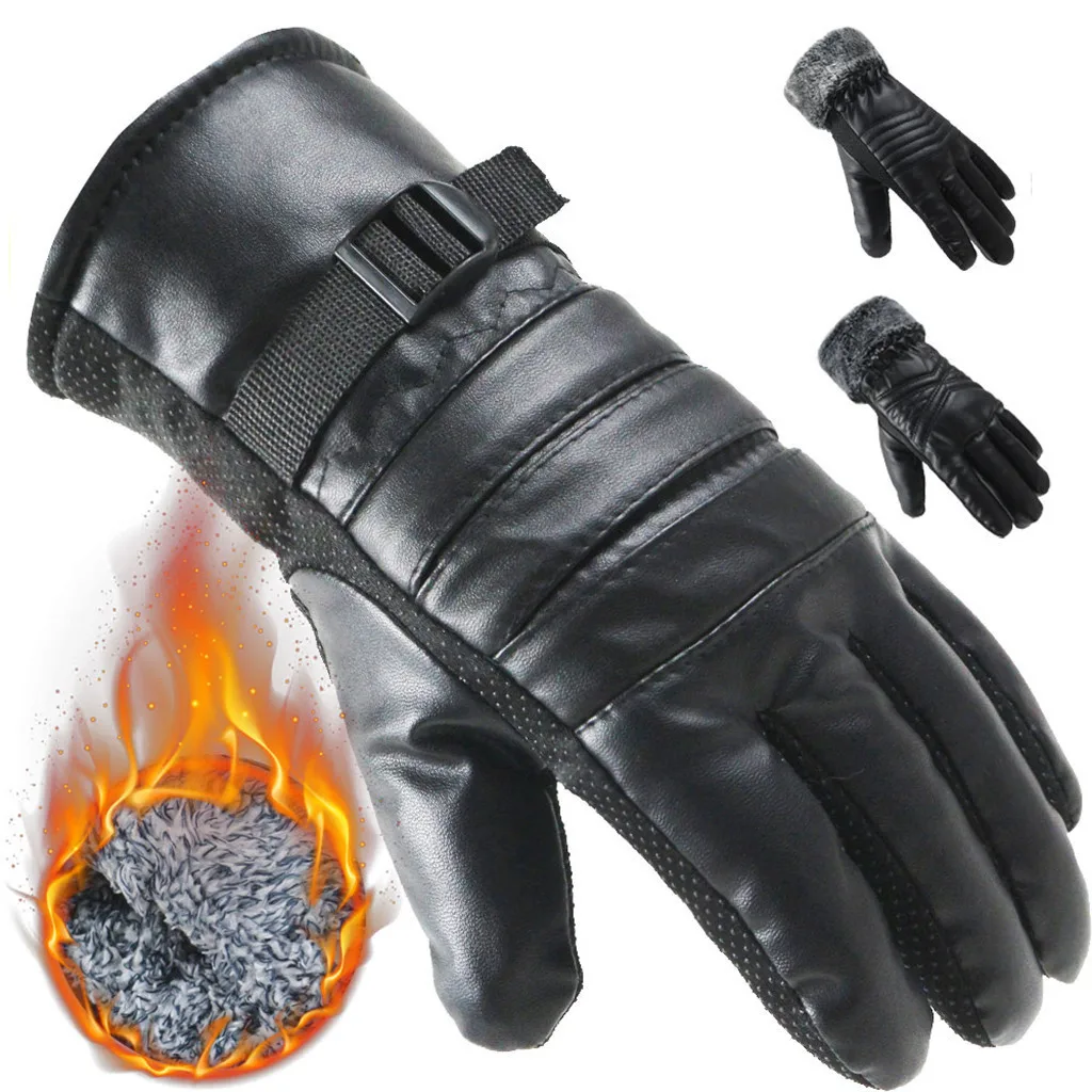 Мужские зимние теплые бархатные перчатки с помощью телефона для езды на