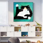 Картина на холсте с изображением милого питомца, кошки, настенные картины для детской комнаты, плакаты с животными и принты, декор для детской комнаты, холст