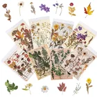 Наклейки с цветами и листьями из смолы для рукоделия, искусственная форма, натуральные растения, украшения для рукоделия