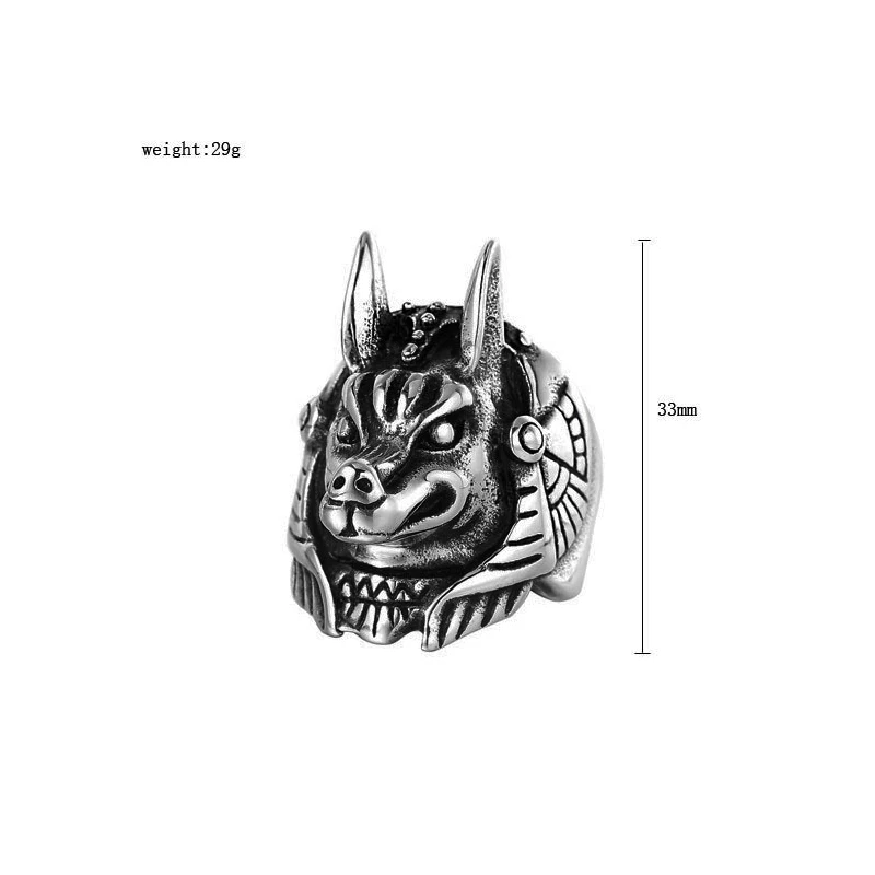 Мужское кольцо с головой волка Винтажное изображением бога смерти Анубиса из