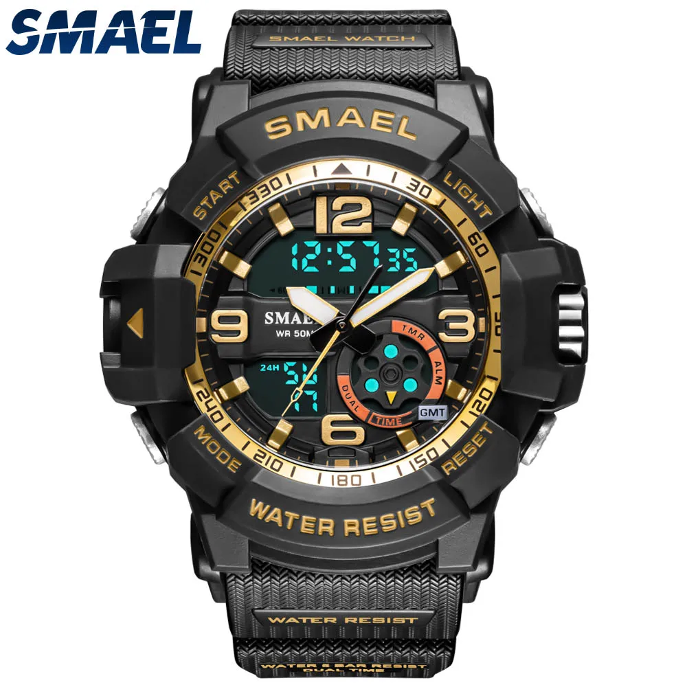 

SMAEL Camouflage Military Watch Men Waterproof Dual Time Display Mens Sport Wristwatch Digital Analog Quartz Watches Male
