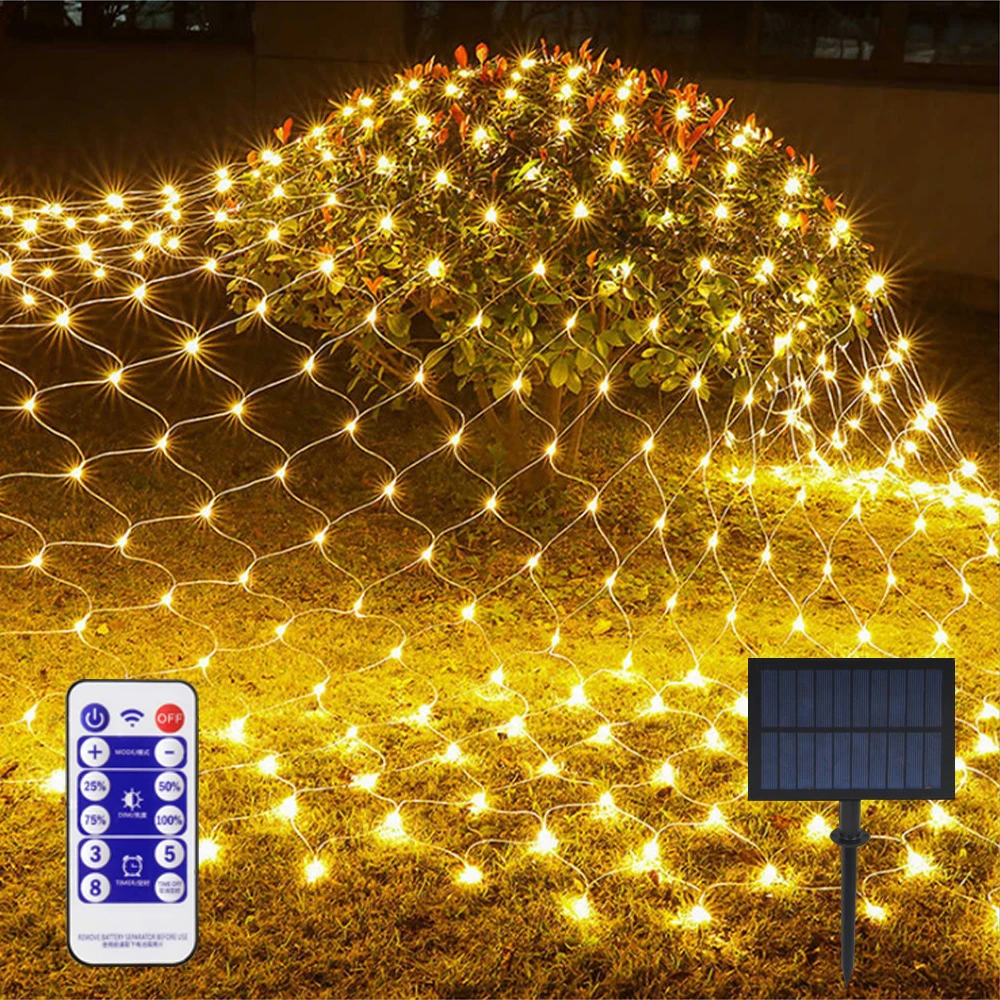 

Solar Net Light String Light With Remote Control Outdoor Multicolor Net String Light F for Lawn Fence Christmas Tree Wedding