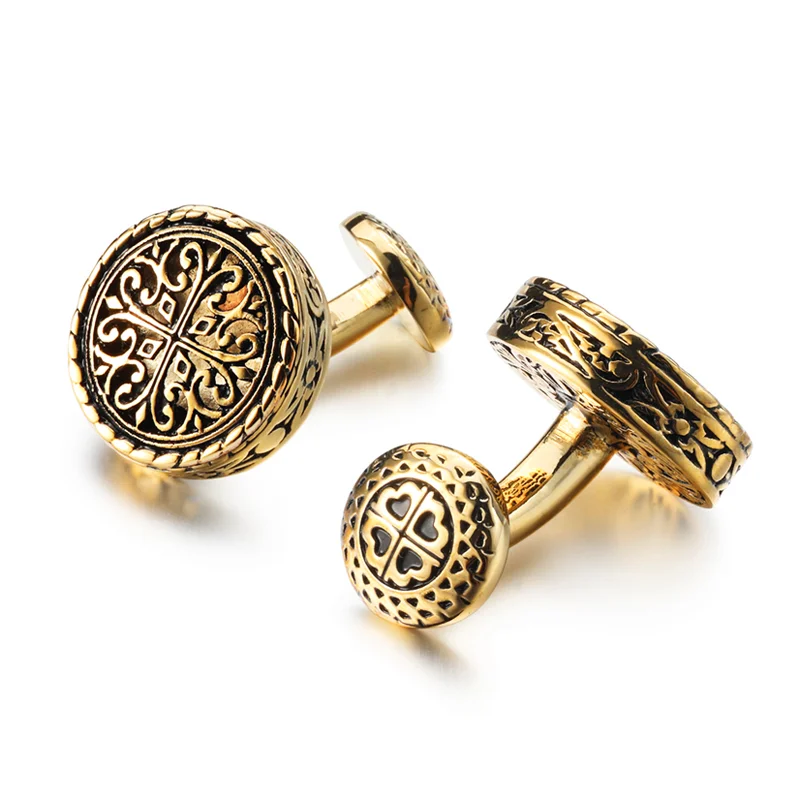 Золотые винтажные запонки JIN&ampJU для свадьбы мужские манжетные пуговицы роскошные ювелирные изделия Spinki Do Mankietów Gemelos Para Hombre Camisa.