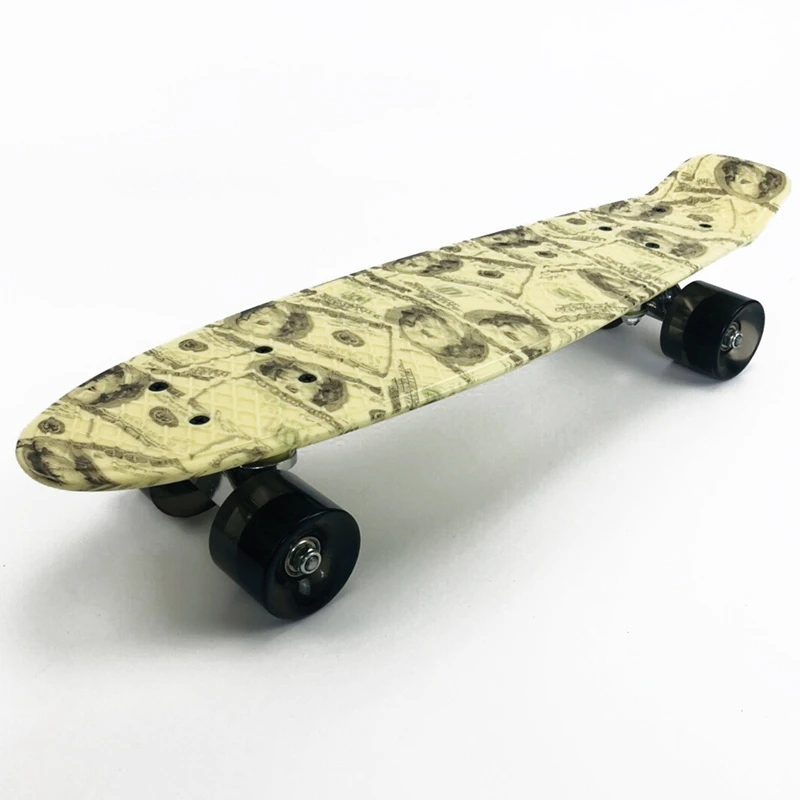 

ELOS-22 Inch High Resilience PU Four-Wheel Small Fish Board Plastic Skateboard Single Tilt Deck Youth Skateboard Accessories