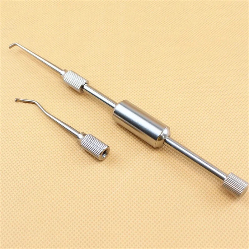 1 Set Dental Manual Control Crown Remover with 2 Tips Stainless Steel Press Button Lab Equipment Tools Dentist Material