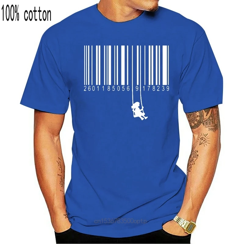 

New T shirt t-shirt Banksy Barcode swing london street art Tops wholesale Tee custom Environmental printed Tshirt cheap wholes