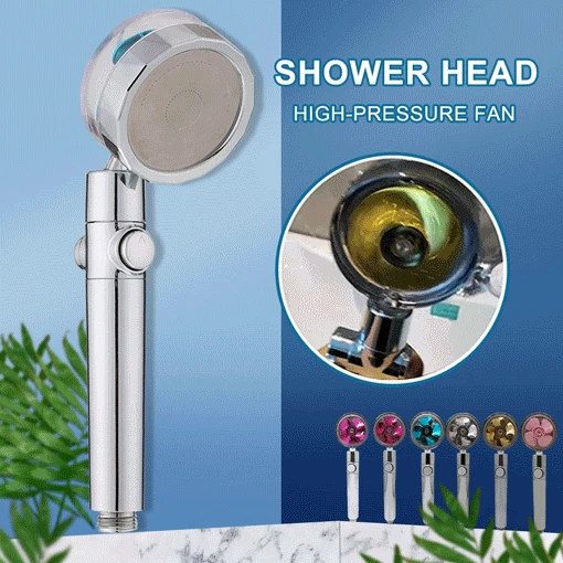 

2021 Shower Head Water Saving Flow 360 Degrees Rotating With Small Fan ABS Rain High Pressure spray Nozzle Bathroom Accessories