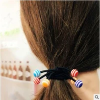 300pcslot diy multi simple stripe colore beads rubber bands elasticity three in one hair rings styling tools accessories ha761