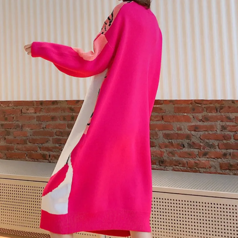 Женское платье-свитер с длинным рукавом средней длины | Женская одежда