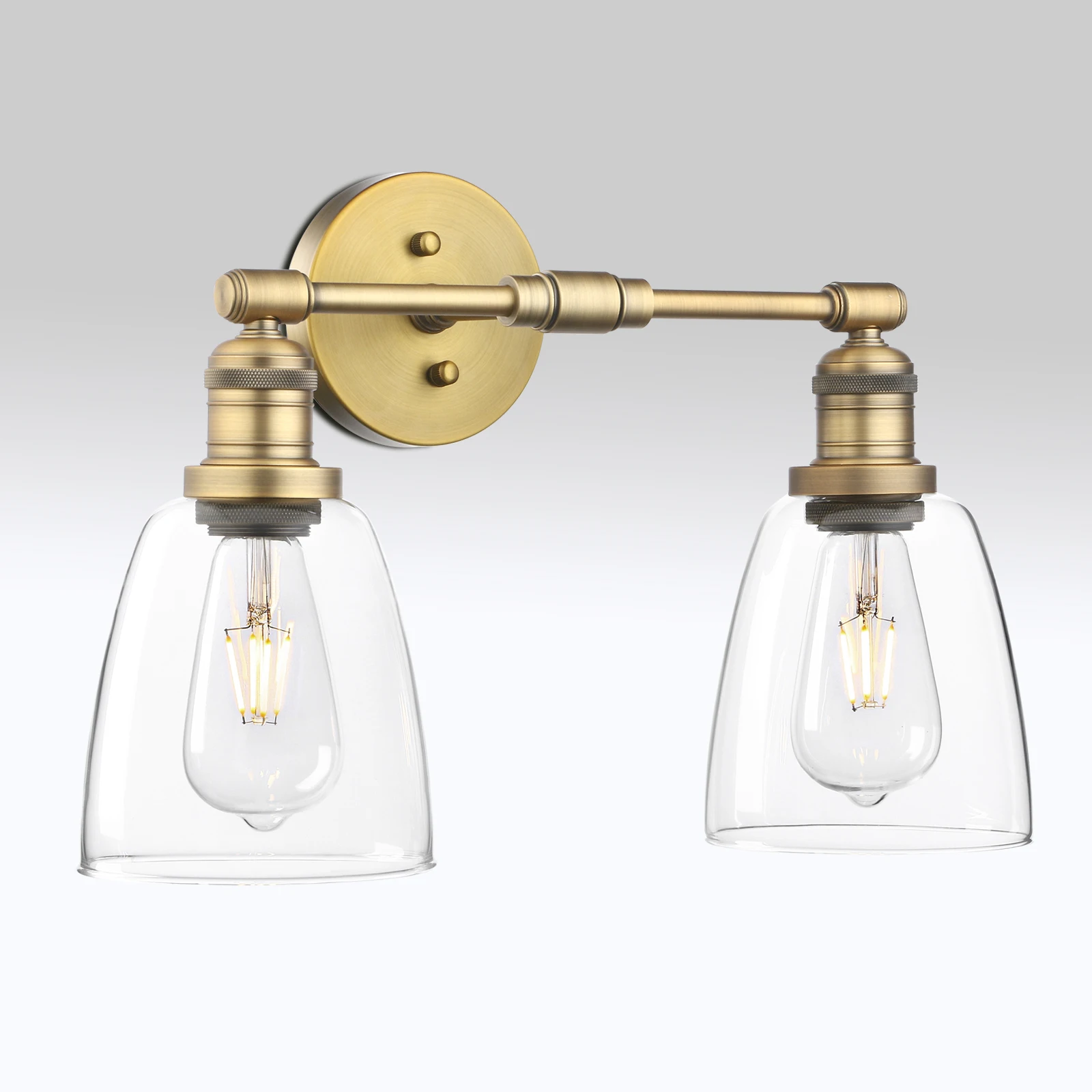 Permo Industrial Wall Lights Fitting with Oval Glass Shade 2 Retro Light Fixtures for Bedroom Vanity Mirror |