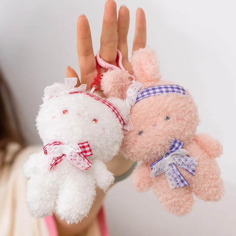 1 pc 13cm Cute rabbit doll bear plush toy mobile phone pendant key chain kitten school bag | Игрушки и хобби