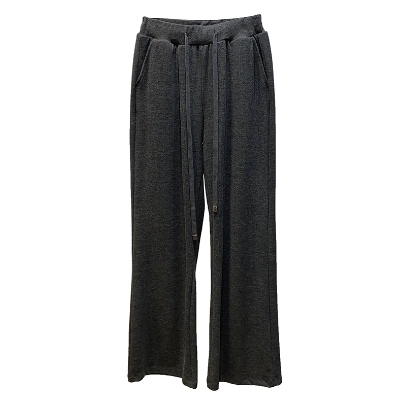 

Summer Korean Style Drape Knit Cotton Stretch Casual Pants Women's Loose Wide Leg High Waist Fashionable Trousers Sweat Women