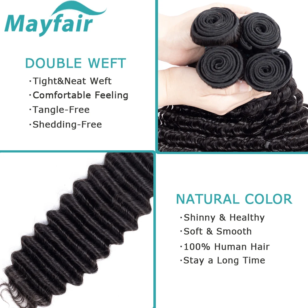 Mayfair пряди глубоких волн с застежкой бразильские волосы волнистые 4 не Реми волос