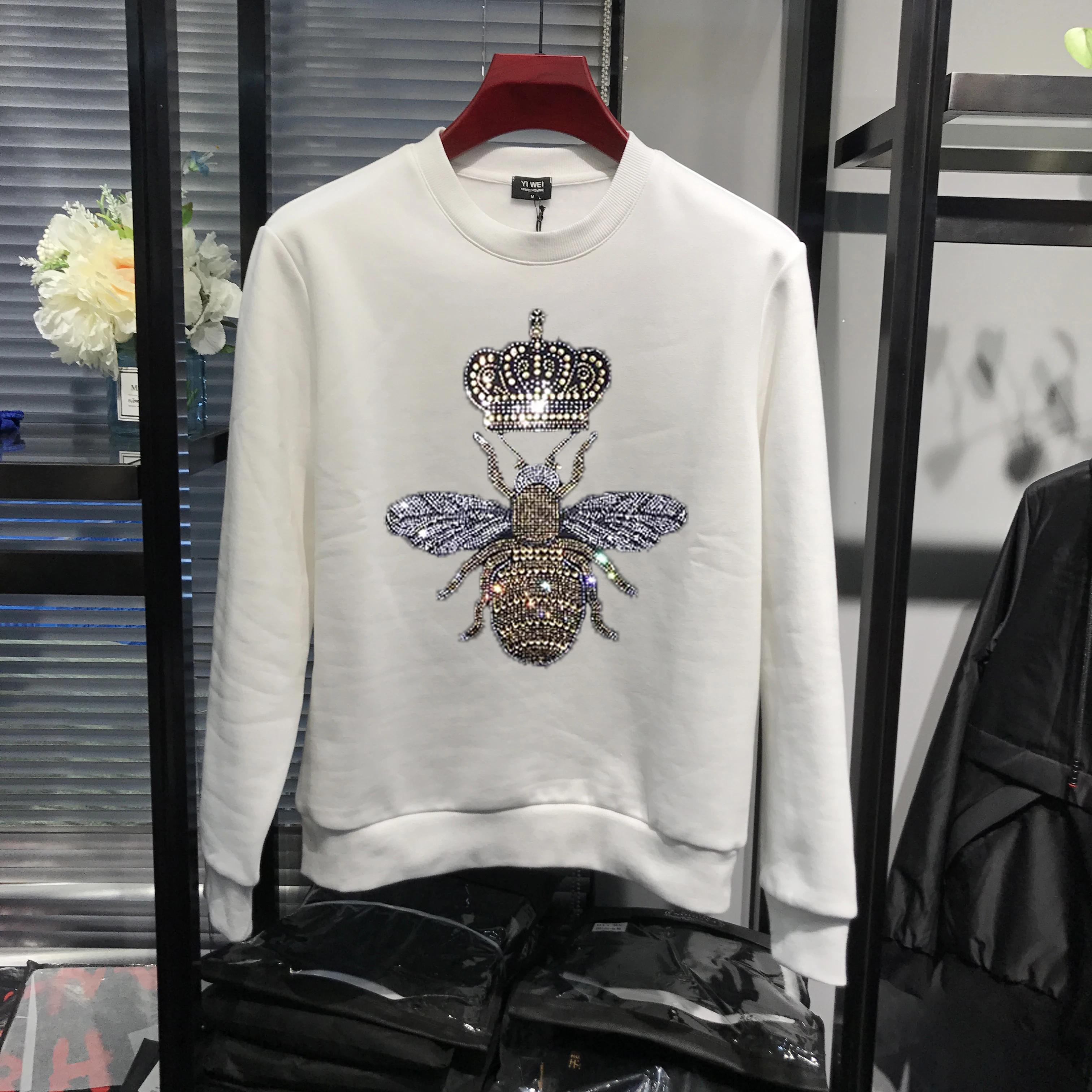 Толстовка мужская из чистого хлопка с принтом пчелы | Мужская одежда