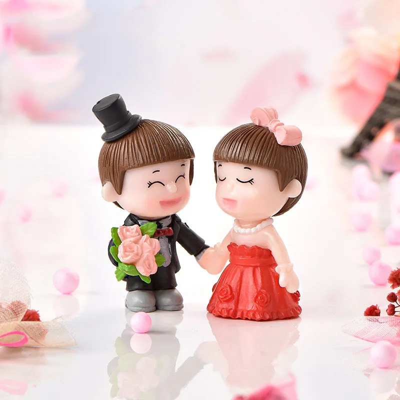 Мини-куклы для пар Свадебные пары микро-пейзаж торт хрустальный шар аксессуары