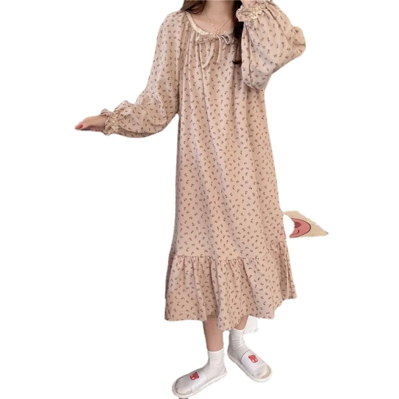 Early Autumn 2021 New Frosted Floral Long Sleeve Housewear Suit Lace Nightwear Patchwork Women's Pajamas Set Female Sleepwear
