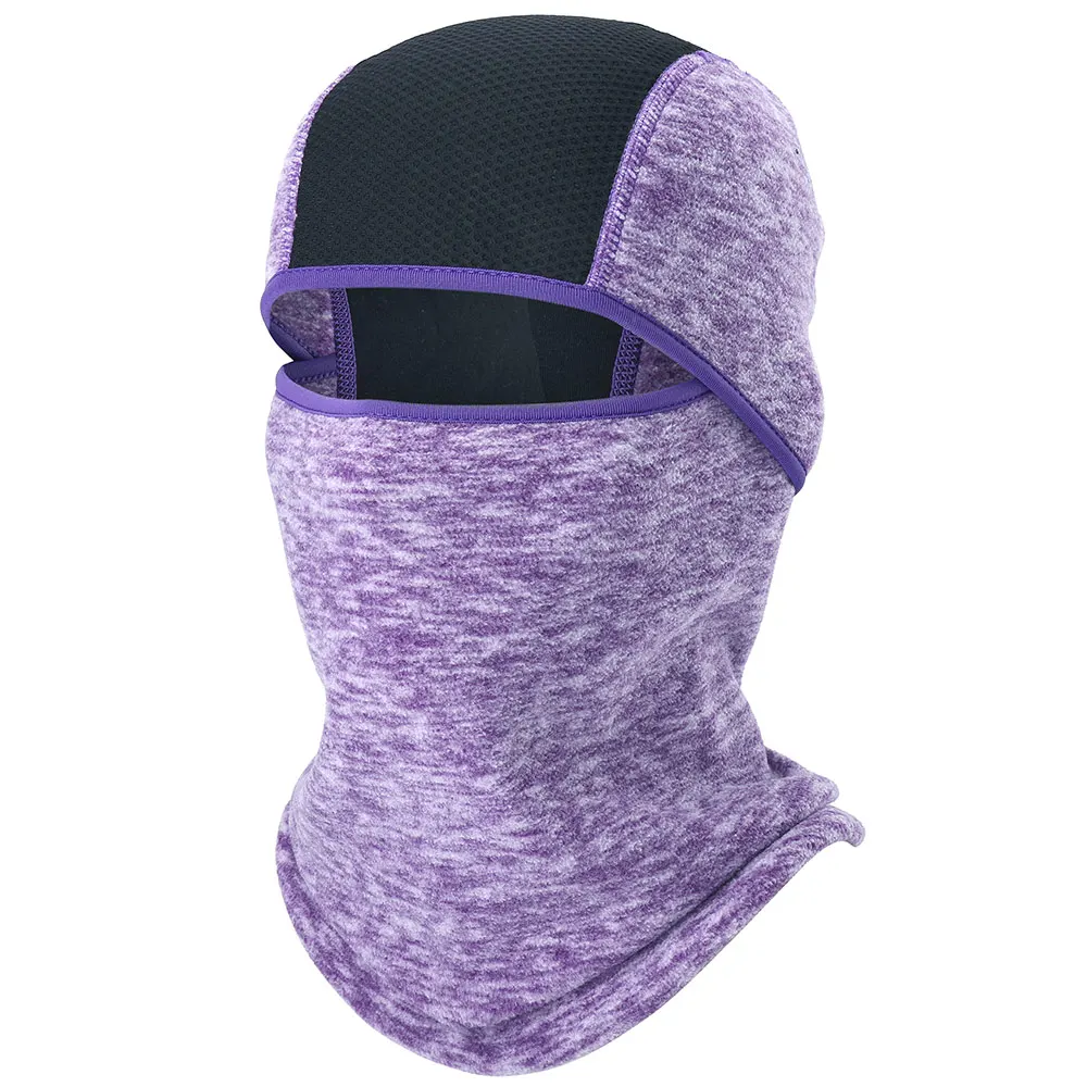 Light Purple Зимняя флисовая Байкерская Кепка Балаклава теплая мотоциклетная для байкер мото мотокросса велоспорта Военная Тактическая полная подшлемник для мотошлема сноуборда горнолыжная женская мужские Черный розовый - Цвет: Light Purple
