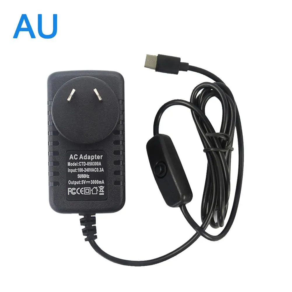 AU 5V3A type-C USB зарядное устройство адаптер питания для Raspberry Pi4/4B совместимый 2," мобильный жесткий диск с переключением для Raspberry Pi 4/4B - Цвет: AU