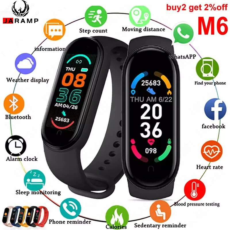 

JARAMP M6 Smart Bracelet Step Counting Blood Pressure Heart Rate Health Monitoring Can Remote Control Photography Sports Band