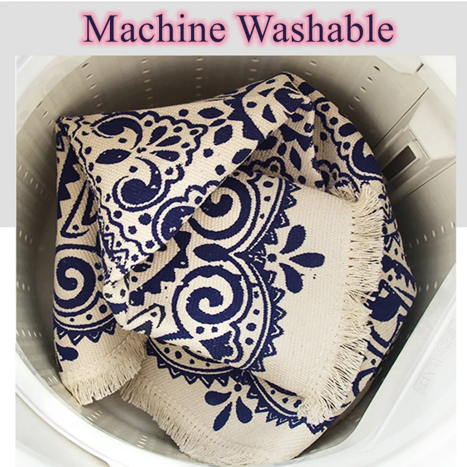 Марокко круглый ковер спальня бохо стиль кисточкой хлопок ручной работы