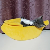 banana peel cat house cute bed mat soft plush padding cushion for cats kittens can csv