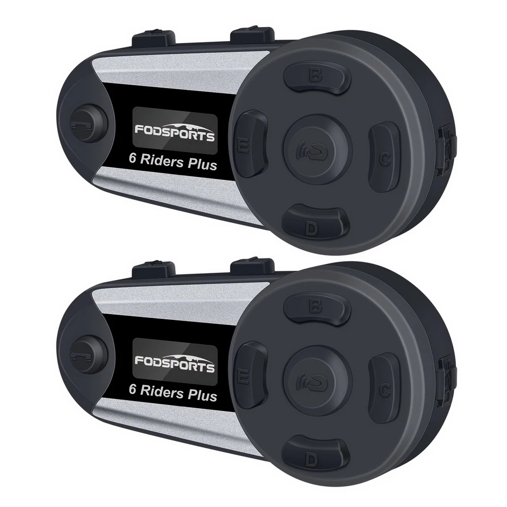 Fodsports 2 шт V6 Plus Шлем Интерком мотоциклетный шлем гарнитура беспроводной Bluetooth 6 Rider 1200M BT переговорный FM светодиодный