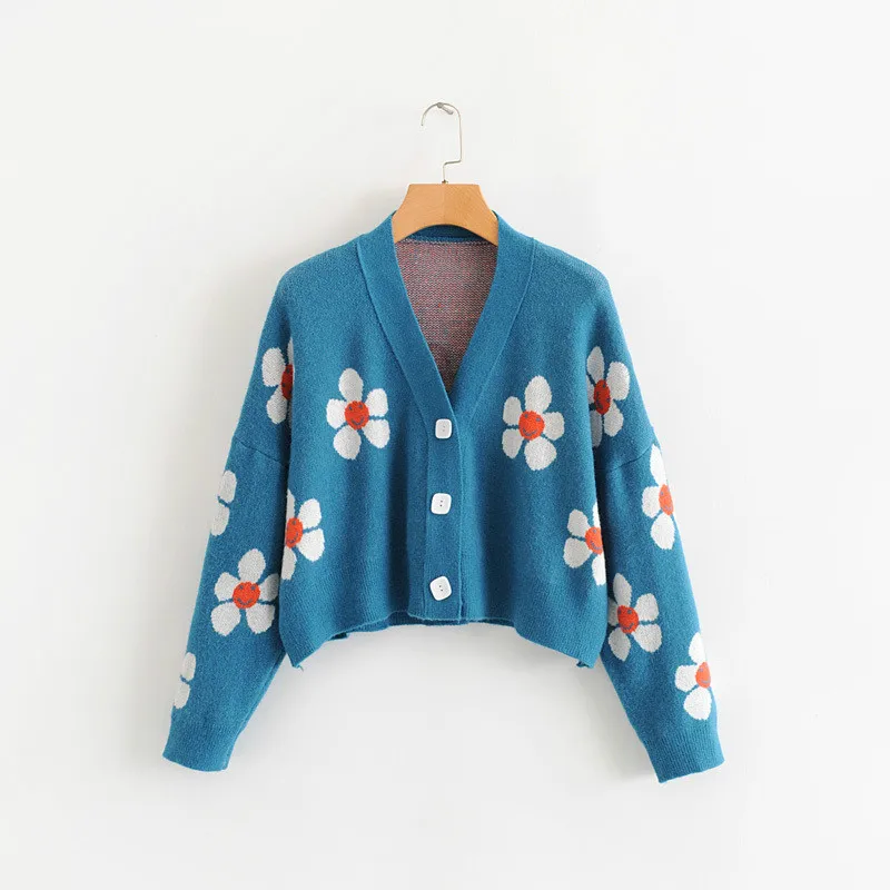 Fashion Winter Sweaters Cute Light Green Symbol Life Spring with Flower Print Women Tops Christmas |